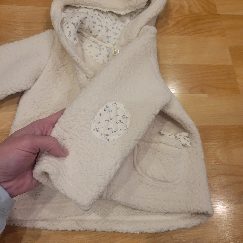 Babaluno sherpa hooded baby winter coat size 9-12 months